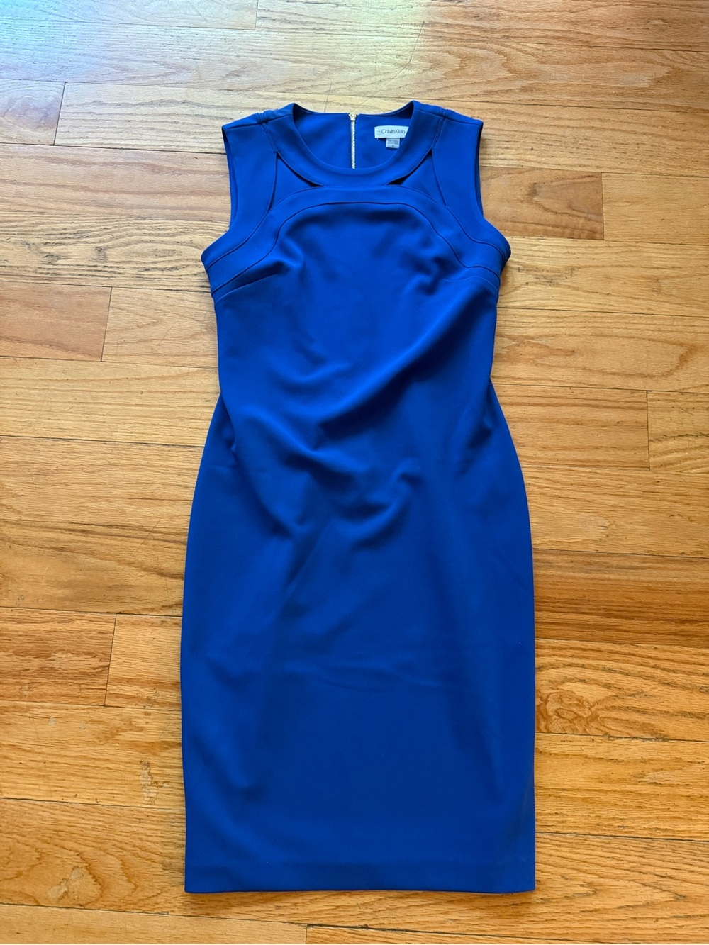 Calvin Klein Cobalt Blue Sleeveless Sheath Midi Dress